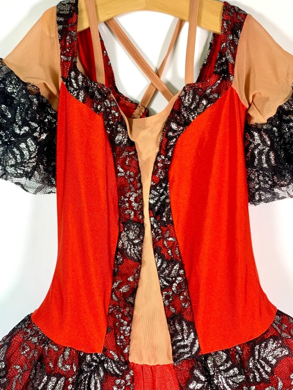 Glamour Costumes Spanish Style Ballet Red Black Dance Costume Flamenco Festive
